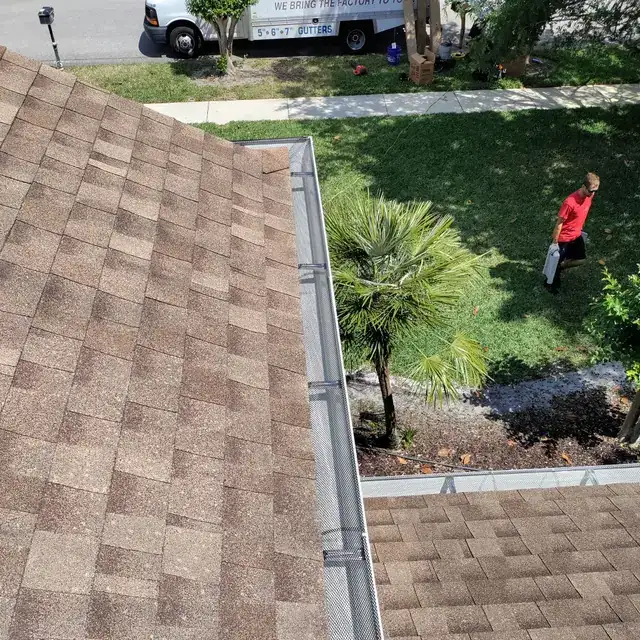 Leaf guard installed on a seamless gutter — project 1
