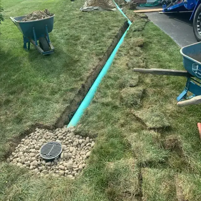 Underground drainage and downspout work — project 4