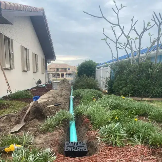 Underground drainage and downspout work — project 8